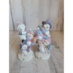 Velvet‎ snowman stack totem snow xmas decor figure set tree unique